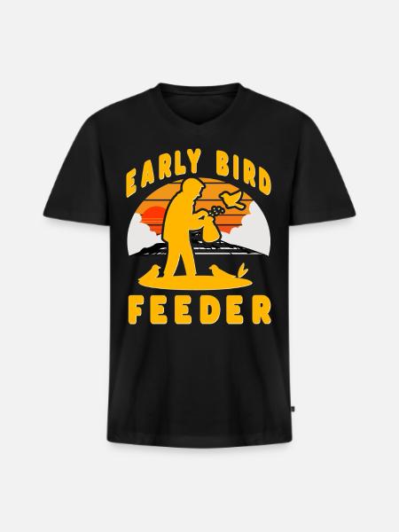 Early Bird Feeder - Men's Premium Organic T-shirt with V-neck - black