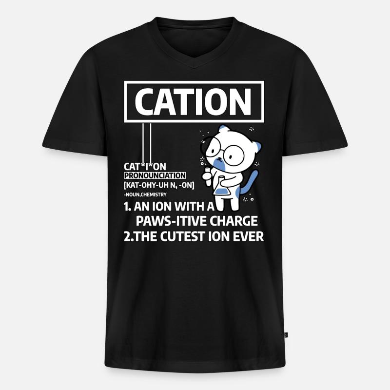 Kation - Männer Premium Bio T-Shirt mit V-Ausschnitt - Schwarz