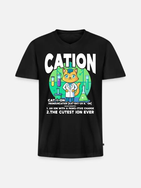 Kation - Männer Premium Bio T-Shirt mit V-Ausschnitt - Schwarz