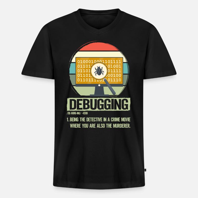 Debuggen - Männer Premium Bio T-Shirt mit V-Ausschnitt - Schwarz