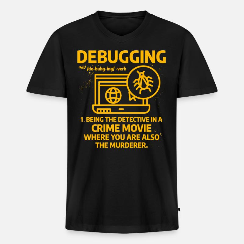 Debuggen - Männer Premium Bio T-Shirt mit V-Ausschnitt - Schwarz