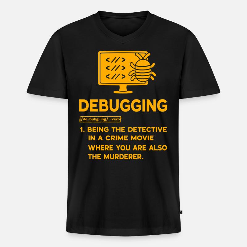 Debuggen - Männer Premium Bio T-Shirt mit V-Ausschnitt - Schwarz