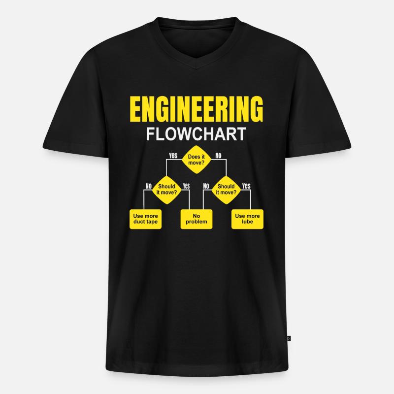 Engineering Flowchart Engineer - Men's Premium Organic T-shirt with V-neck - black