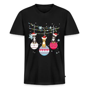 Chihuahua Hund Hundehalter Weihnachten Geschenk - Männer Premium Bio T-Shirt mit V-Ausschnitt - Schwarz - Vorne - Nico (187cm)