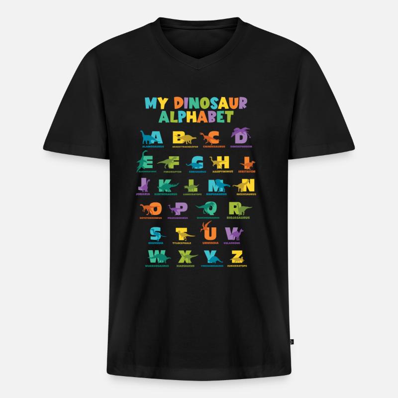 Dinosaurier Alphabet Learn Primer Geschenk - Männer Premium Bio T-Shirt mit V-Ausschnitt - Schwarz
