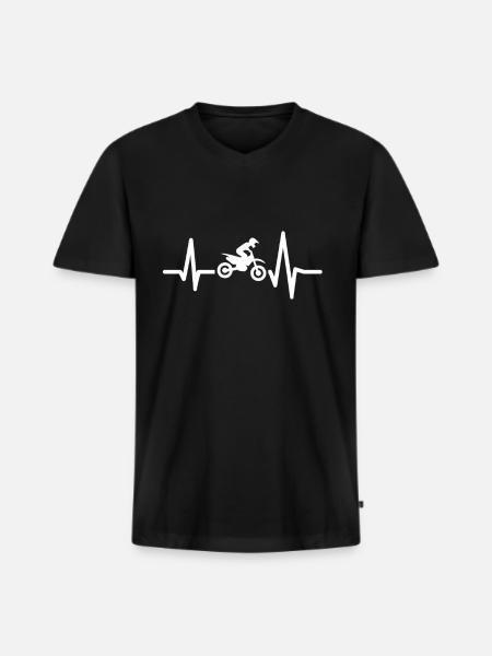 Motocross Heart Rate Gift - Men's Premium Organic T-shirt with V-neck - black
