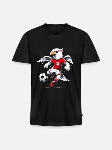 Tunisie Maillot Aigle Tunisien Supporter Football - T-shirt encolure en V Premium bio Homme - noir