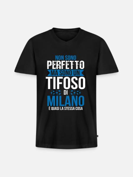 Milano Idea Regalo Tifoso Milanese Football Calcio - Maglietta ecologica premium da uomo con scollo a V - nero