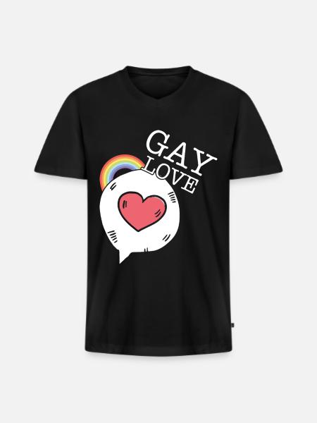 Gay Love - Men's Premium Organic T-shirt with V-neck - black