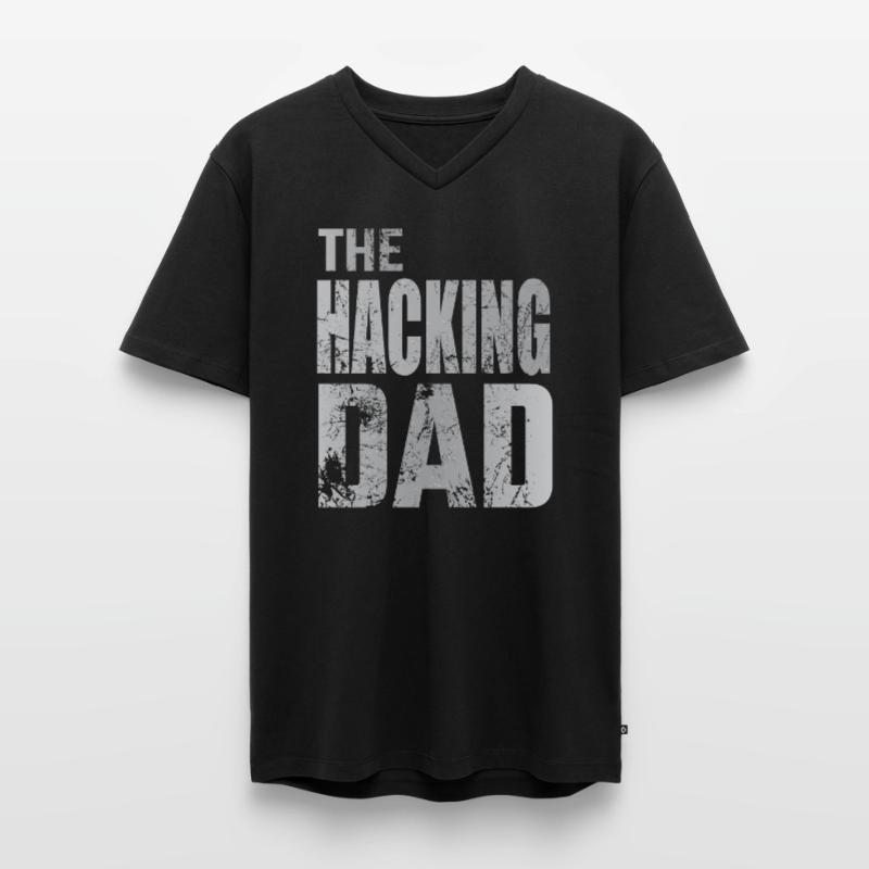The Hacking Dad Hacker Vater Papa Code Computer Männer Premium Bio T-Shirt mit V-Ausschnitt