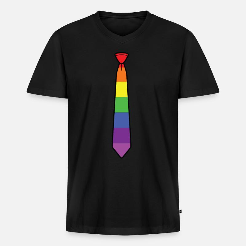 Krawatte Regenbogen Bunt Geschenk - Männer Premium Bio T-Shirt mit V-Ausschnitt - Schwarz