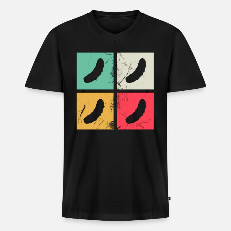 Gurke Essiggurke Kukumer Retro Geschenk - Männer Premium Bio T-Shirt mit V-Ausschnitt - Schwarz