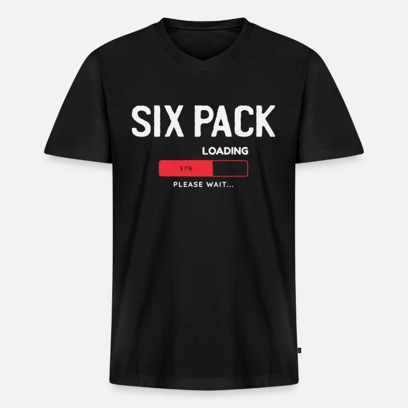 Six Pack Loading, please wait - Men's Premium Organic T-shirt with V-neck - black