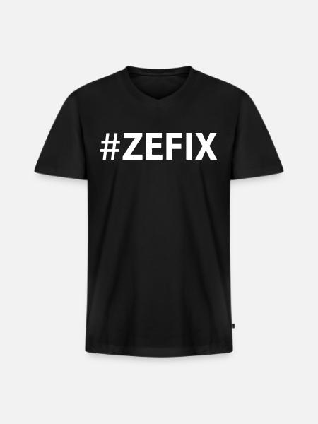 #zefix! - Männer Premium Bio T-Shirt mit V-Ausschnitt - Schwarz