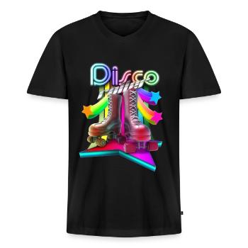 Disco Roller 3D - Männer Premium Bio T-Shirt mit V-Ausschnitt - Schwarz - Vorne - Nico (187cm)