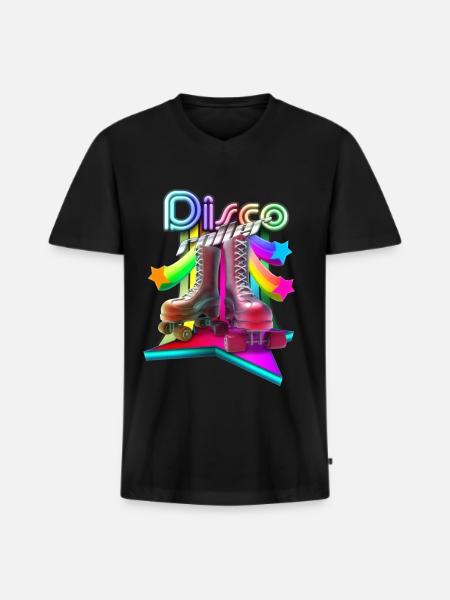 Disco Roller 3D - Men's Premium Organic T-shirt with V-neck - black