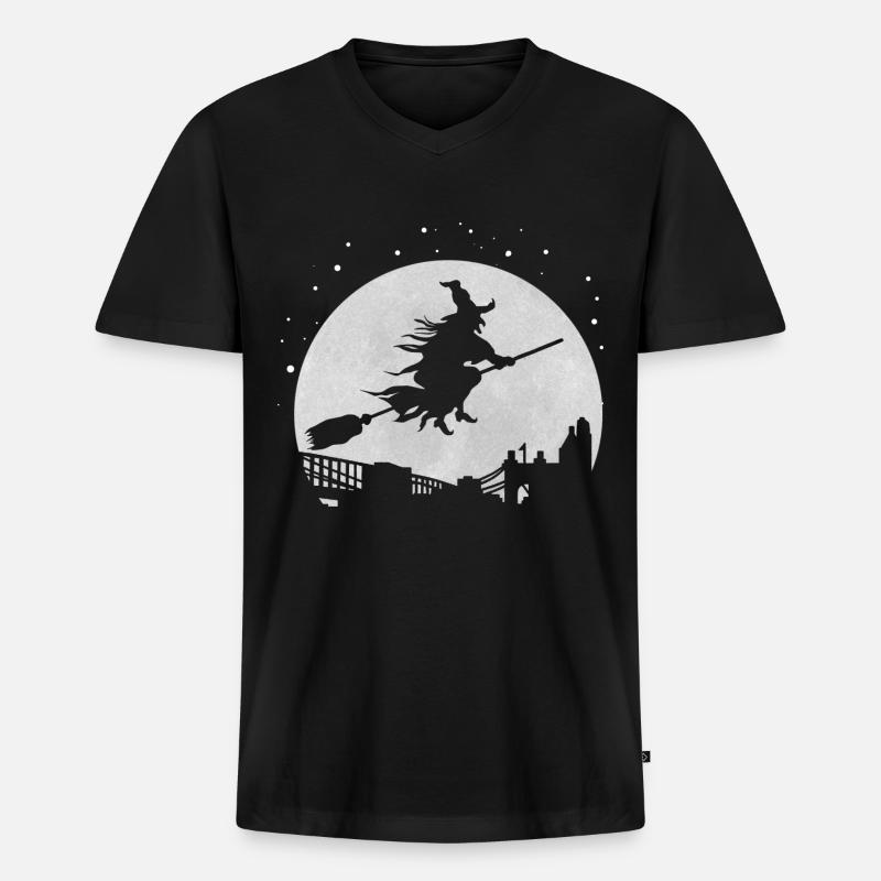 Hexe - Männer Premium Bio T-Shirt mit V-Ausschnitt - Schwarz