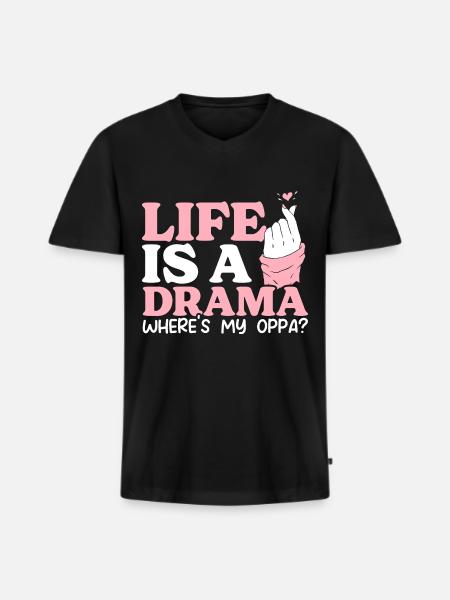Funny Korean Kdrama drama, - Men's Premium Organic T-shirt with V-neck - black
