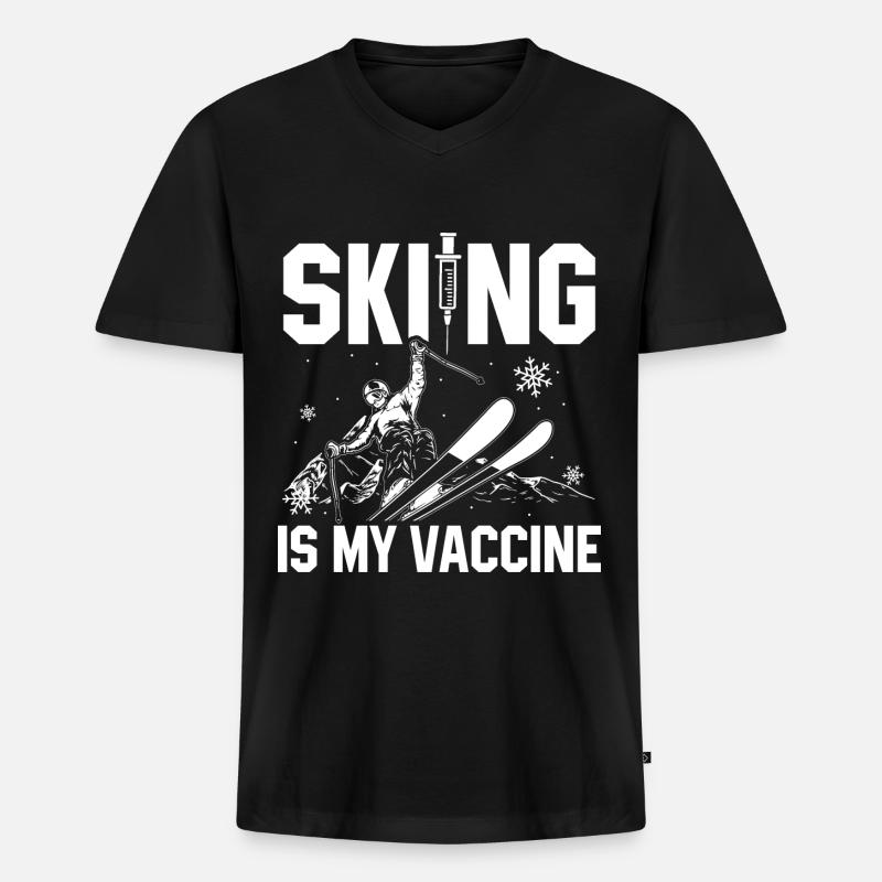 Ski - Männer Premium Bio T-Shirt mit V-Ausschnitt - Schwarz