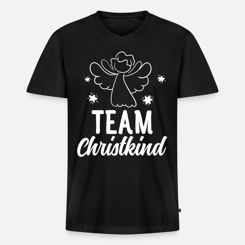 Team Christkind - Männer Premium Bio T-Shirt mit V-Ausschnitt - Schwarz
