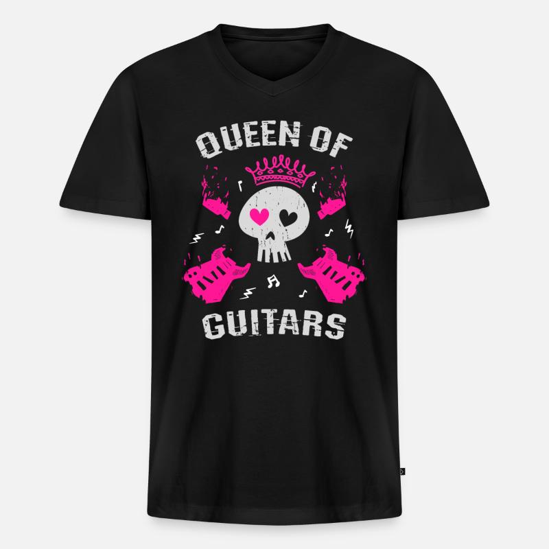 Königin der Gitarren - Männer Premium Bio T-Shirt mit V-Ausschnitt - Schwarz