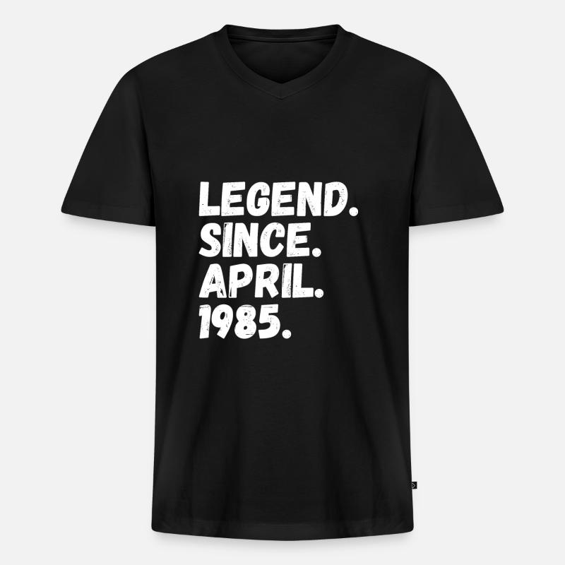 Legende seit April 1985 - Männer Premium Bio T-Shirt mit V-Ausschnitt - Schwarz