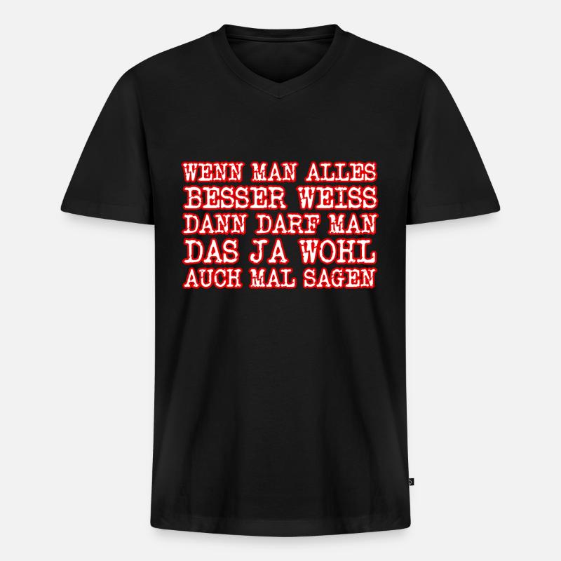 Beste Spruch ever - Männer Premium Bio T-Shirt mit V-Ausschnitt - Schwarz