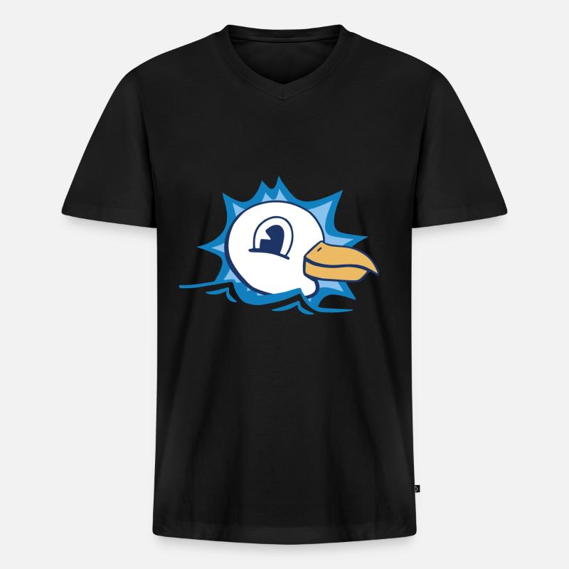 Möwe Seemöwe Seagull Gefiedertier - Männer Premium Bio T-Shirt mit V-Ausschnitt - Schwarz