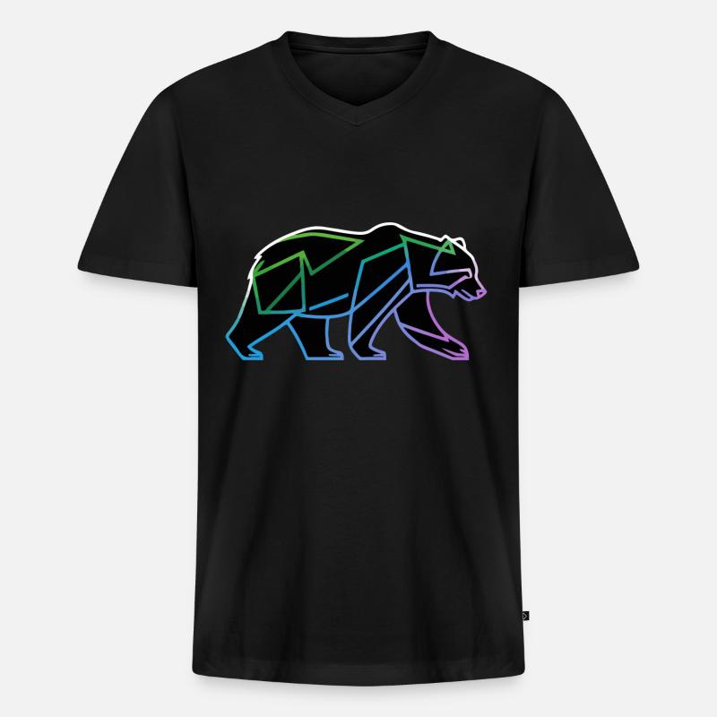 Bär Polygon - Männer Premium Bio T-Shirt mit V-Ausschnitt - Schwarz