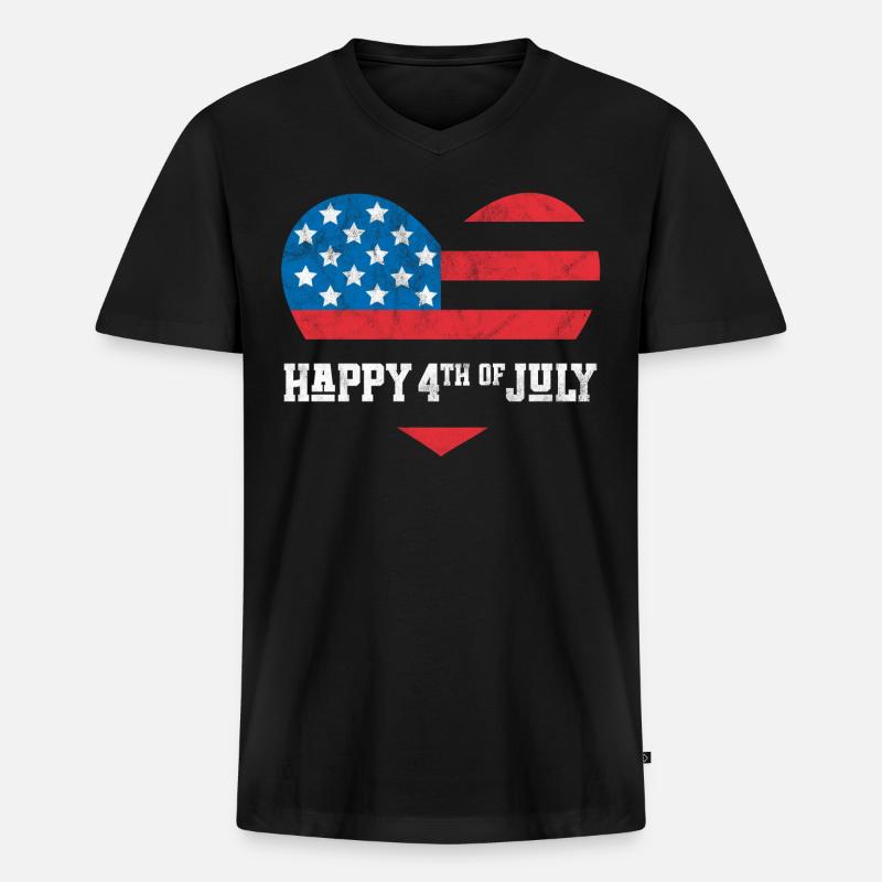 Frohen 4. Juli - Männer Premium Bio T-Shirt mit V-Ausschnitt - Schwarz