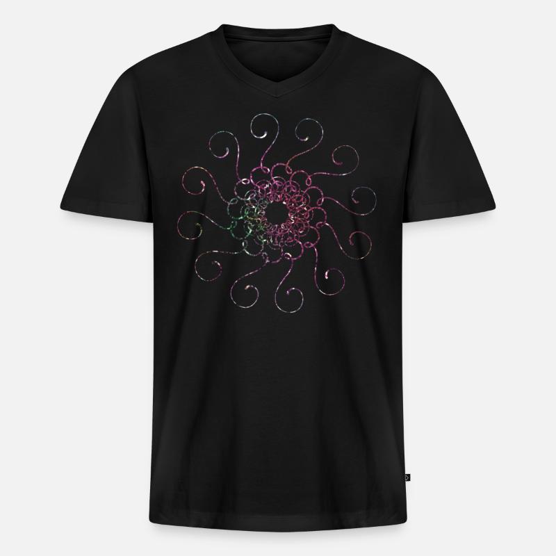 Mandala Glitzer - Männer Premium Bio T-Shirt mit V-Ausschnitt - Schwarz