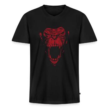 Gorilla - T-shirt encolure en V Premium bio Homme - noir - Devant - Nico (187cm)