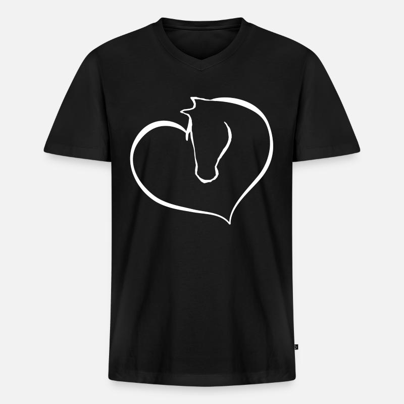 Liebe Pferde - Männer Premium Bio T-Shirt mit V-Ausschnitt - Schwarz