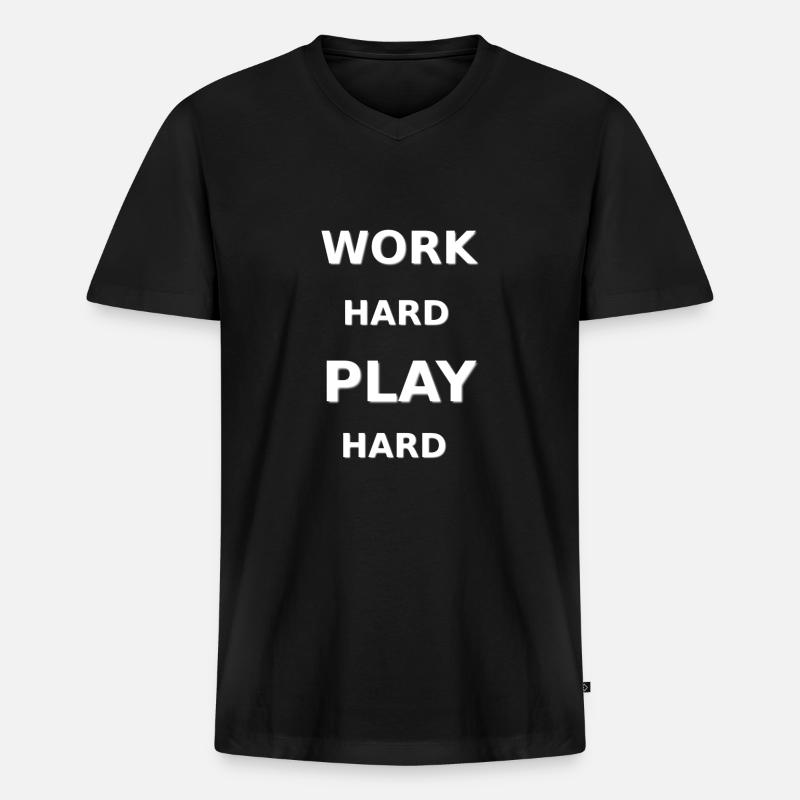 Work Hard Play Hard - Männer Premium Bio T-Shirt mit V-Ausschnitt - Schwarz