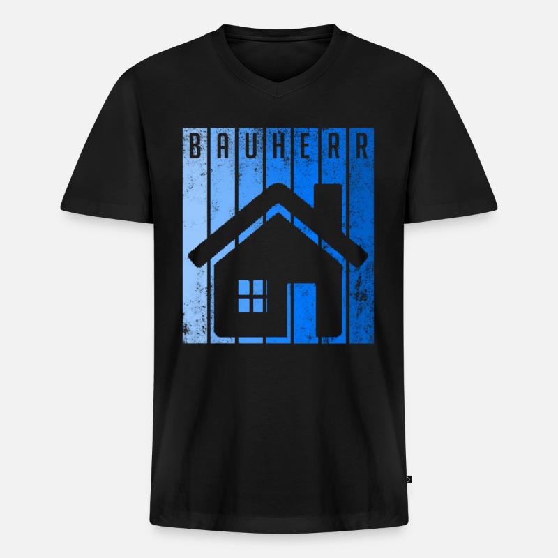 Bauherr Bauleiter - Männer Premium Bio T-Shirt mit V-Ausschnitt - Schwarz