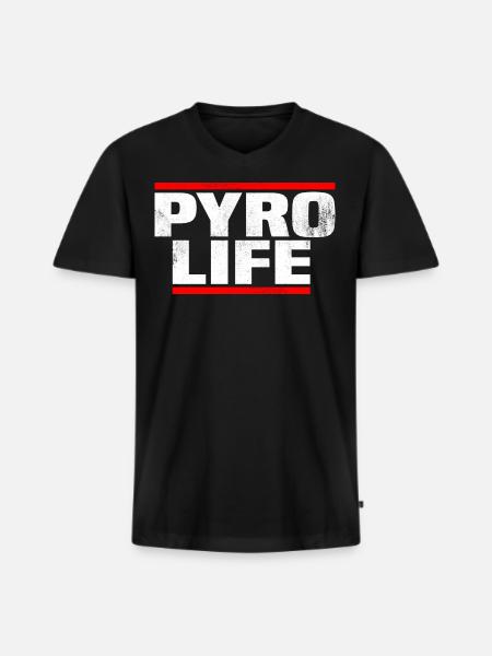 pyro life ilotulitus vuurwerk paita - Premium luomulaatuinen miesten t-paita, jossa V-pääntie - musta