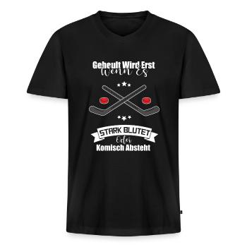 Eishockey Geheult Wird Erst Spruch Hockey Geschenk - Männer Premium Bio T-Shirt mit V-Ausschnitt - Schwarz - Vorne - Nico (187cm)