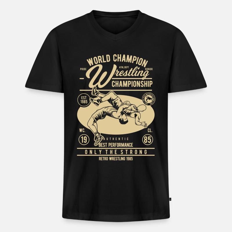 Wrestling Design / Cooles Design - Männer Premium Bio T-Shirt mit V-Ausschnitt - Schwarz
