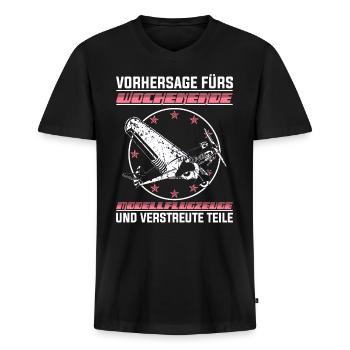 Modellflug Modellflieger Modellbauer Geschenk - Männer Premium Bio T-Shirt mit V-Ausschnitt - Schwarz - Vorne - Nico (187cm)