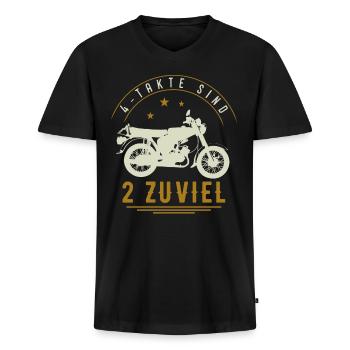 4 Takte Sind 2 zuviel, Moped, S51 Simson Geschenk - Männer Premium Bio T-Shirt mit V-Ausschnitt - Schwarz - Vorne - Nico (187cm)