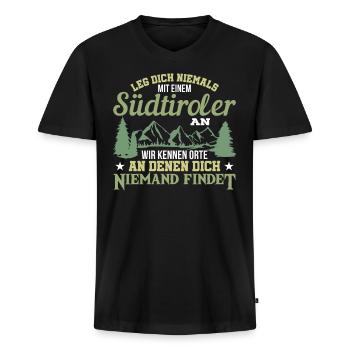 Südtiroler Südtirolerin Südtirol Geschenk - Männer Premium Bio T-Shirt mit V-Ausschnitt - Schwarz - Vorne - Nico (187cm)