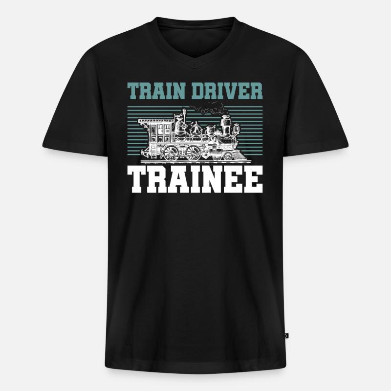 Lokführer - Männer Premium Bio T-Shirt mit V-Ausschnitt - Schwarz