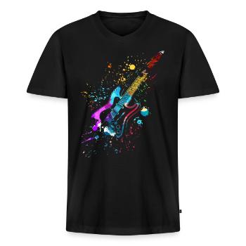 Electric guitar gift, guitar player in music band - Men's Premium Organic T-shirt with V-neck - black - Front - Nico (187cm)