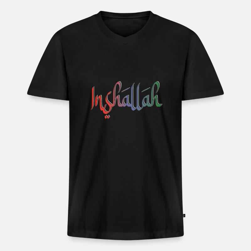 Inshallah so gott will - Männer Premium Bio T-Shirt mit V-Ausschnitt - Schwarz