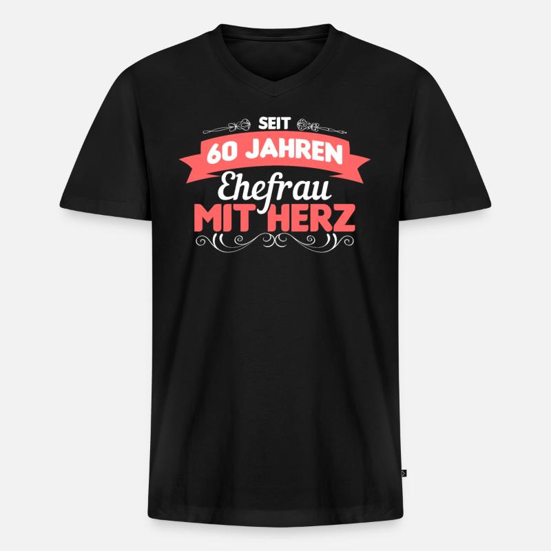 Ehepaar Jubiläum Diamanthochzeit Geschenk - Männer Premium Bio T-Shirt mit V-Ausschnitt - Schwarz