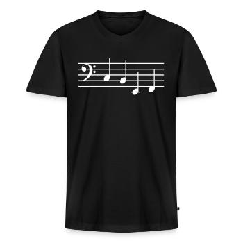Bassschlüssel Bassist Bass Noten Chef - Männer Premium Bio T-Shirt mit V-Ausschnitt - Schwarz - Vorne - Nico (187cm)