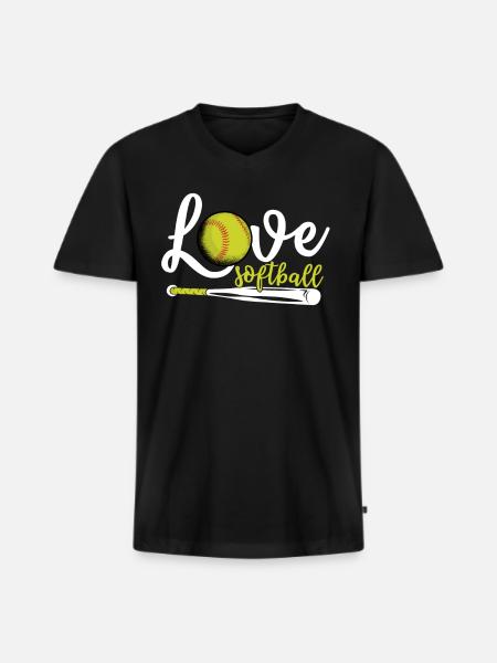 I Love Softball, Softball - Men's Premium Organic T-shirt with V-neck - black