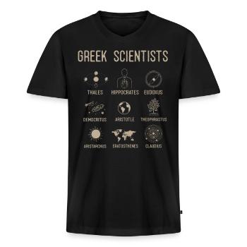 Griechische Wissenschaftler, Griechische - Männer Premium Bio T-Shirt mit V-Ausschnitt - Schwarz - Vorne - Nico (187cm)