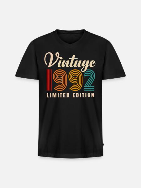 millésime 1992 - T-shirt encolure en V Premium bio Homme - noir