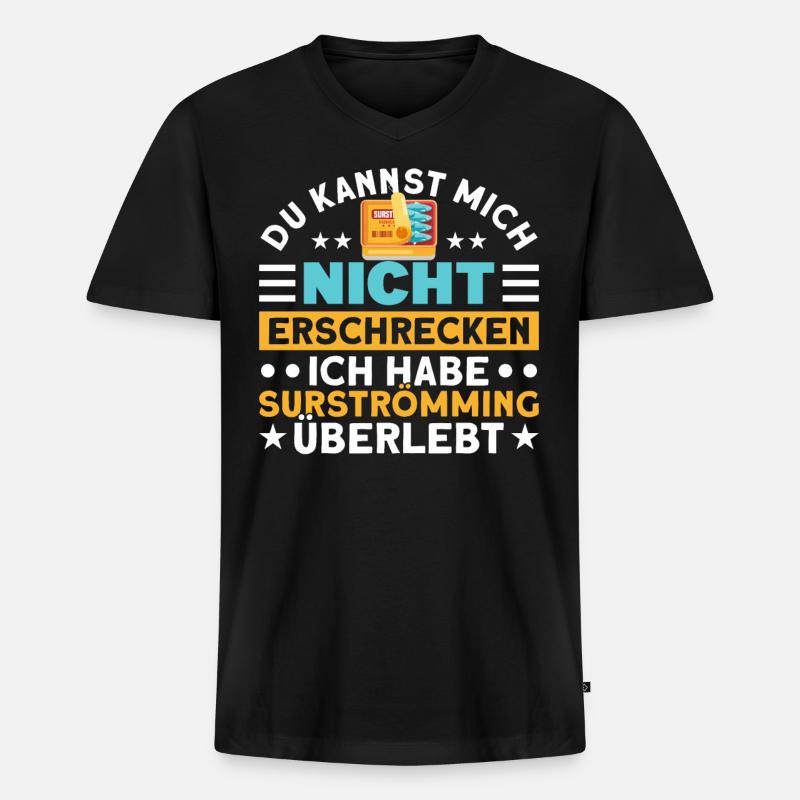 Surströmming Challenge Surströmming Schweden - Männer Premium Bio T-Shirt mit V-Ausschnitt - Schwarz